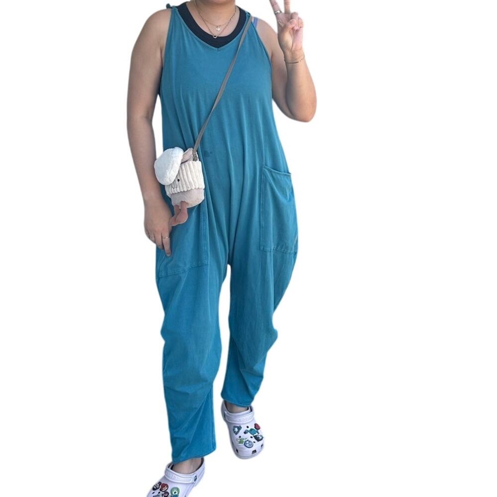 Free People Movement FP Movement Hot Shot Onesie Teal Blue Oversized Romper S